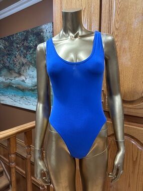 TNA XS Scoop Neck Bodysuit in Royal Blue